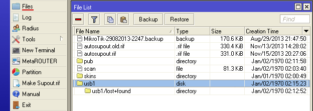 USB    Files  MikroTik