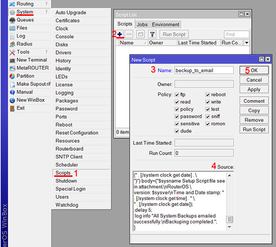 Скрипт создания резервной копии настроек MikroTik и отправки на email